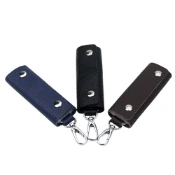 Genuine Leather Key Storage Bag Mini Universal Key Pack Housekeeper Metal Hook Key Holder Wallet for Men and Women
