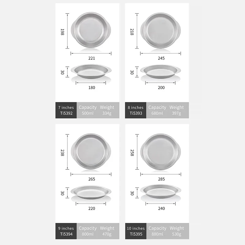Keith Pure Titanium Divided Dinner Tray Ultra-Lightweight Eco-Friendly Outdoor Tableware for Camping Hiking Travel Picnic