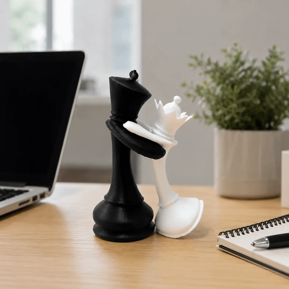 Creative 3D Printed Chess Statue Home Decoration Couple Gifts King And Queen Statue Sculpture Funny Desktop Ornaments Office view 3