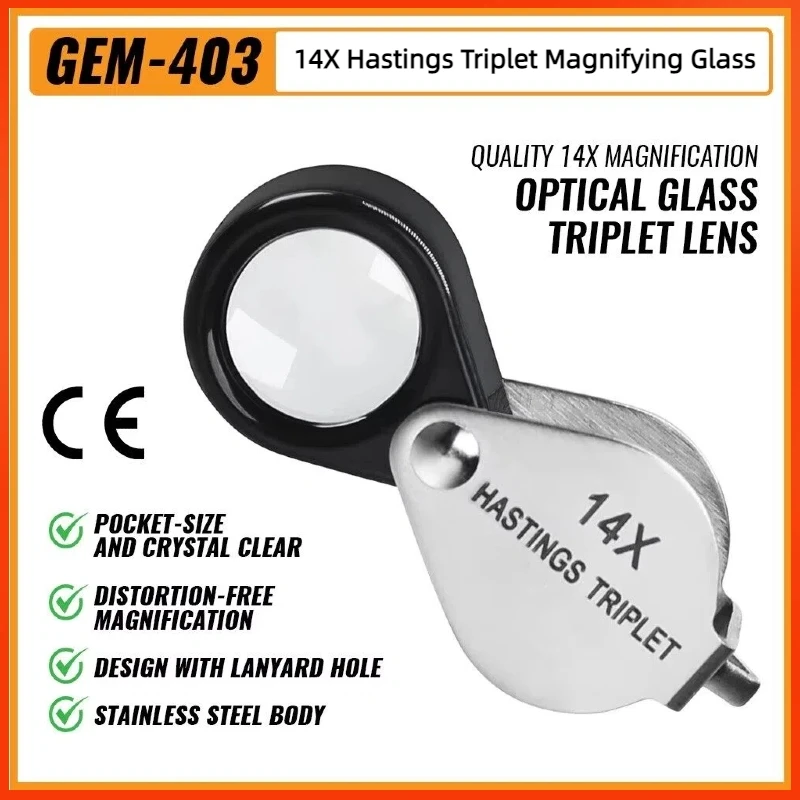 14x hastings triplo lupa gem loop lupa jóias lupa joalheiros ferramenta jóias dobrável lupa vidro