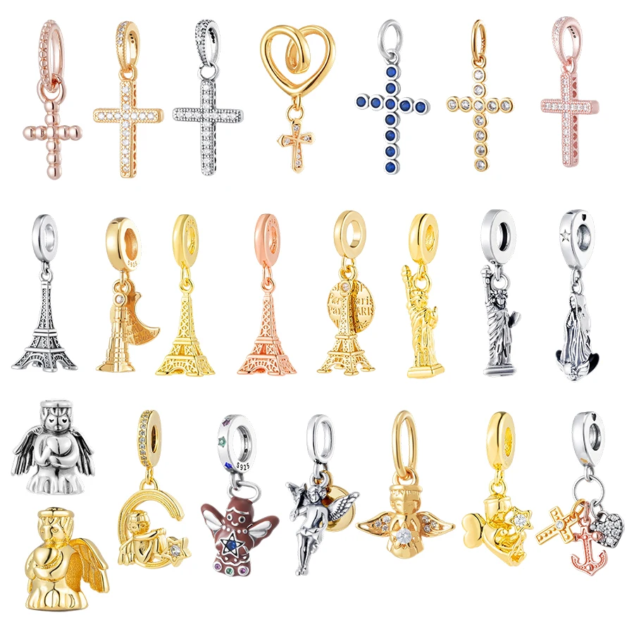 

Religious Cross Heart Angel Charms Paris Eiffel Tower Fit Easter/Christmas Daily Wear Or Daily Wear For Girl/wife/Christian.