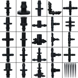 KESLA 50 szt. 1/4 ''i 1/8'' węży do węży kolczasto-trójniki krzyżowe Eng adaptery wtykowe zestaw do nawadniania kropelkowego złącza wody ogrodowych