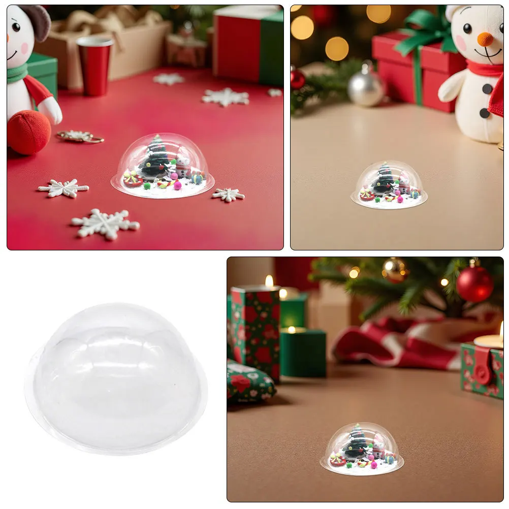 20 قطعة عيد الميلاد الحرفية القباب واضح ملء البلاستيك نصف الكرة الأرضية DIY بها بنفسك عطلة زينة سنو غلوب استبدال الأغطية داخلي