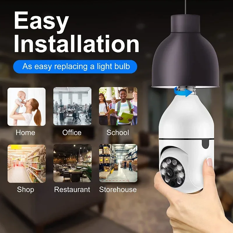 IP Camera 2MP 3MP E27 Bulb Full Color Wifi Indoor Mini Tuya Smart Home Surveillance Camera Security Baby Monitor Video Pet Cam