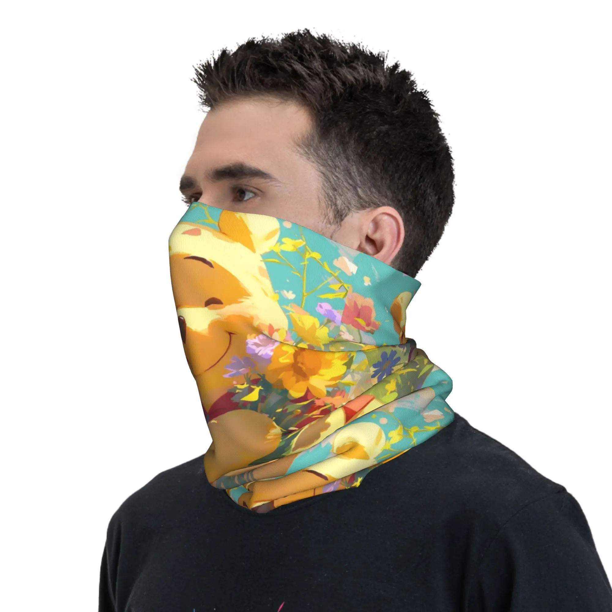 Personalizado adorável winnie pooh bandana pescoço mais quente das mulheres dos homens inverno caminhadas cachecol de esqui gaiter kawaii dos desenhos animados capa facial