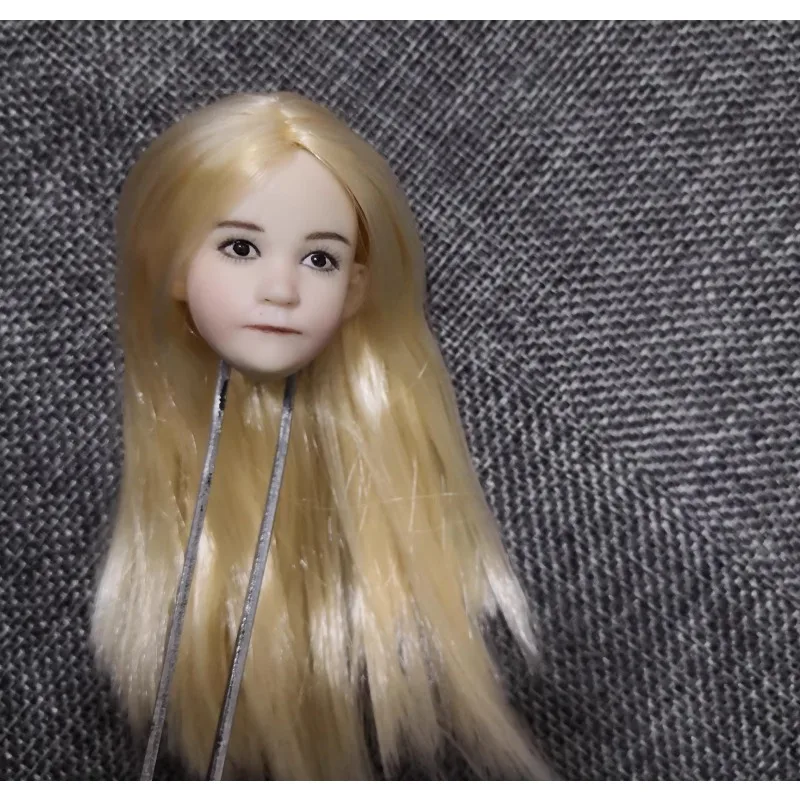 

1/6 Scale Pout Little Loli Head Sculpt Cute Pale Skin Girl Head Carving Model for 12inch Action Figures Body Decoration