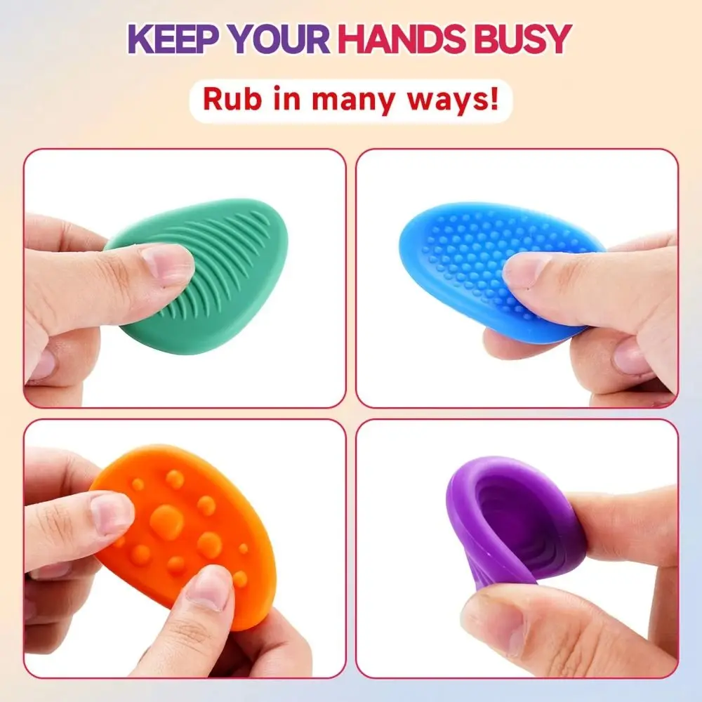 6pcs/set Textured Soft Worry Stone Fidget Toy Relaxing Silicone Children Sensory Stone Creative No Noise Textured Worry Rocks