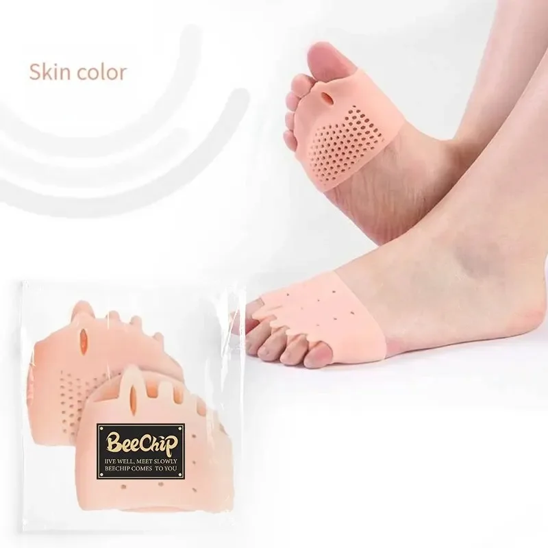 2 uds almohadillas de silicona para el antepié plantillas de Gel almohadillas separador de dedos almohadilla alivio del dolor plantillas dedo del pie Corrector Valgus almohadillas de Gel