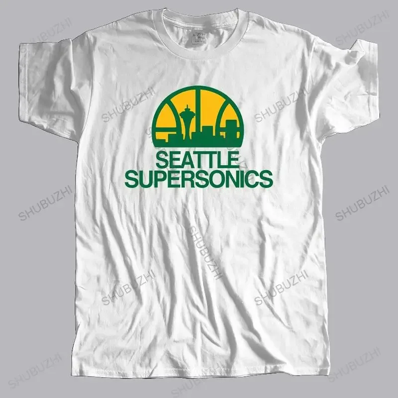 Fashion brand t shirt mens loose Seattle Supersonics brand t-shirt Cottonsummer teeshirt plus size drop shipping