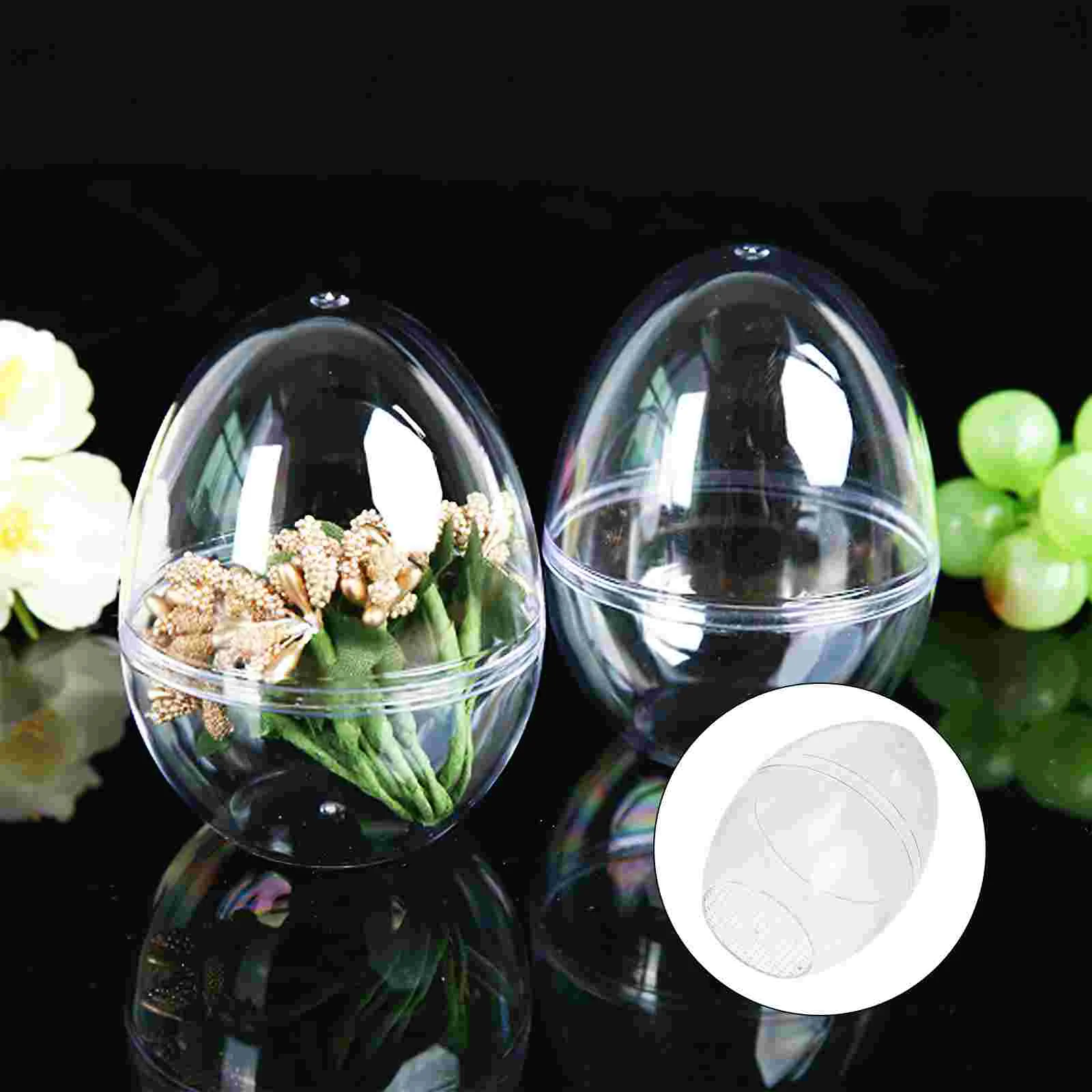 10pcs Clear Plastic Fillable Ball Ornament Egg Shape DIY Plastic Ball Bath Crafting Mold Christmas Wedding Party Decor