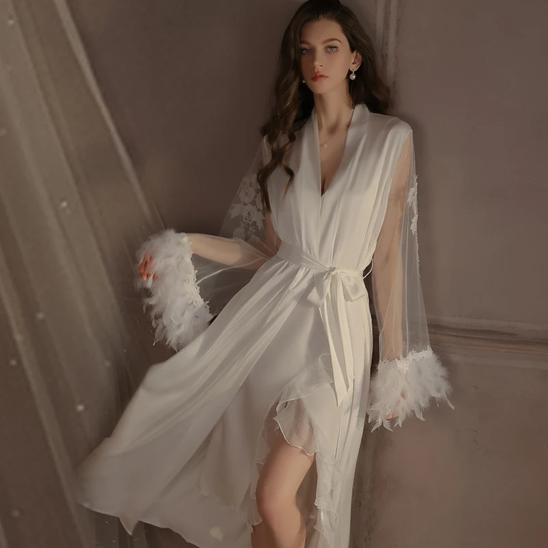 

Seduction Lingerie Set Women Pure Desire Draped Neck Sleeveless Backless Slip Nightdress with Robe Sexy Home Wear 2025