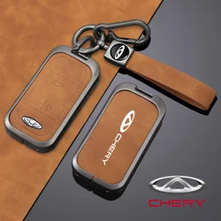 Zinc Alloy Leather Car Remote Key Cover Case Holder Shell For Chery Tiggo 4 7 Arrizo 5 3 Tiggo 8 Protector Keychain Accessories