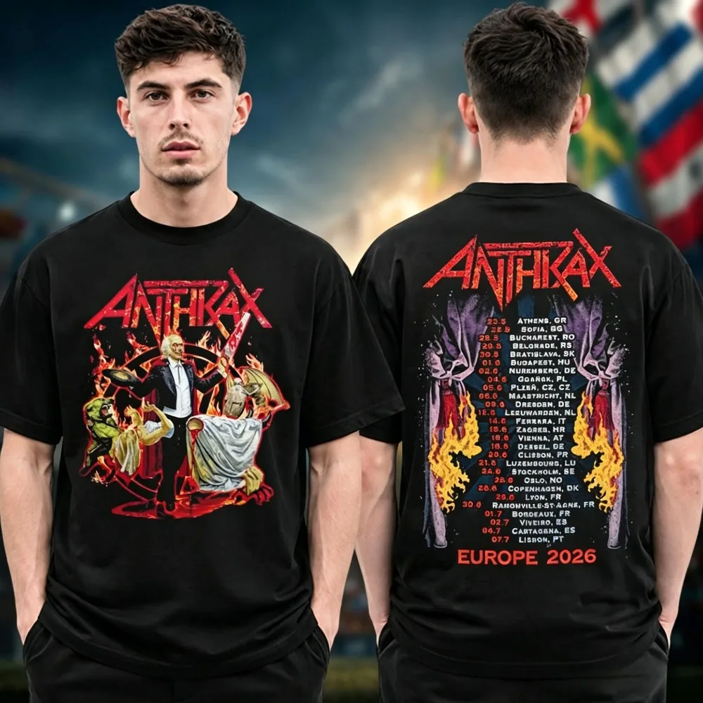 Anthrax Run for Your Lives 2026 Europe Tour T‑Shirt Thrash Metal Big Four Band Print T‑shirt Unisex Rock Music Fan T-shirt