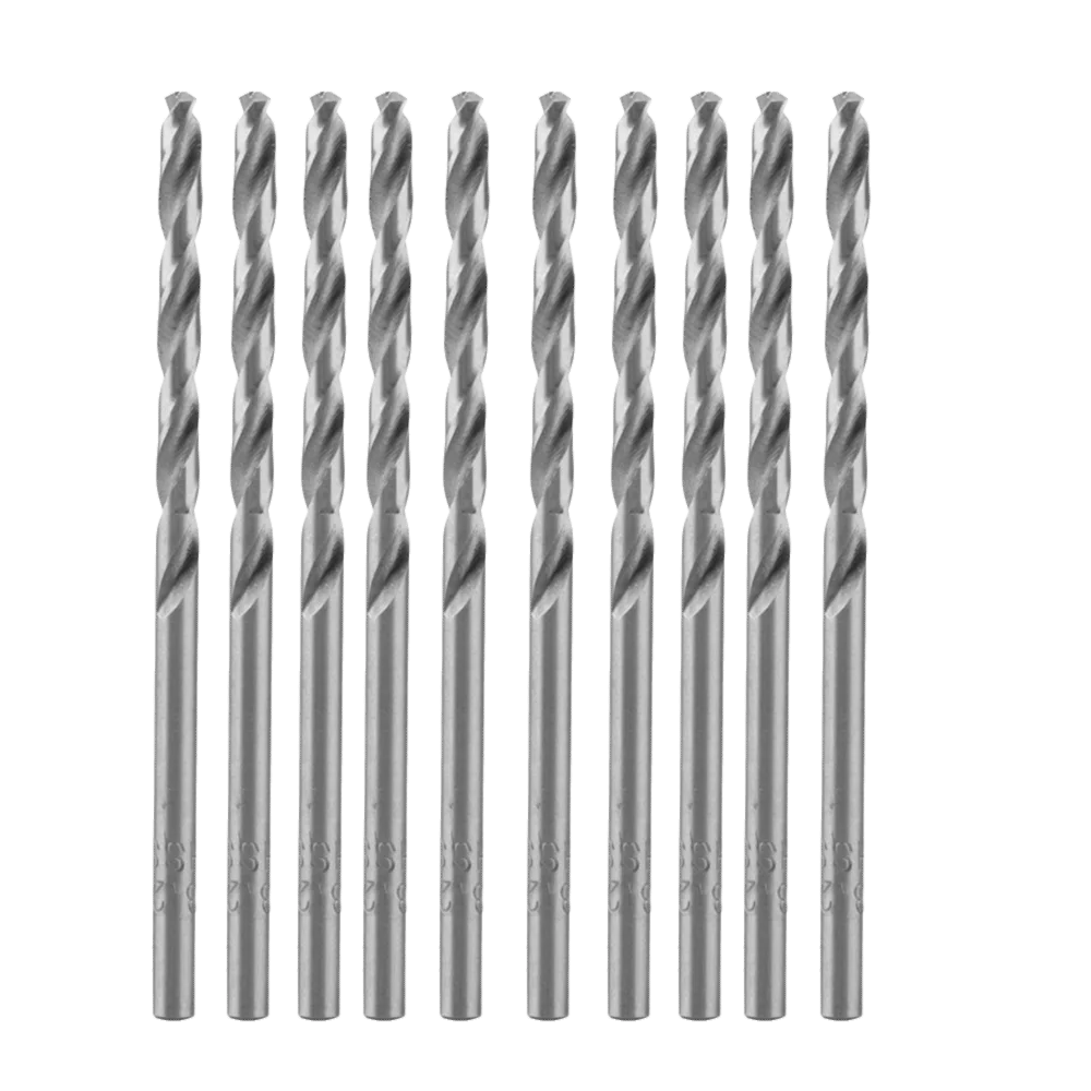 10pcs HSS Twist Drill Bits 2mm Diameter 135° Point Angle High Speed Steel Drill Bits Uncoated Bright Finish Drill Bits Set