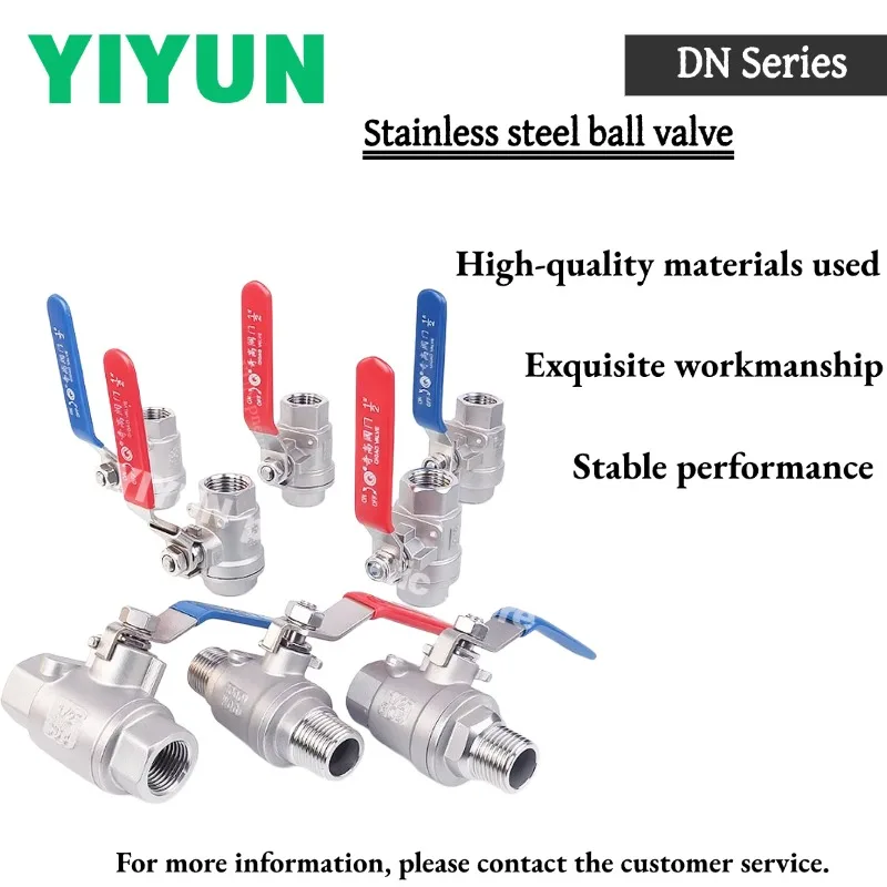 

1PC 304 Stainless Steel High-temperature Ball Valve DN8 DN10 DN15 DN20 DN25 DN32 DN40 50 Double internal threads DN Series YIYUN