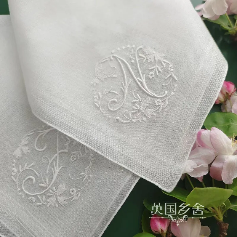 1PC Pure Cotton Handkerchief, Hand-embroidered High-end Yarn Gift Handkerchief 30X30cm