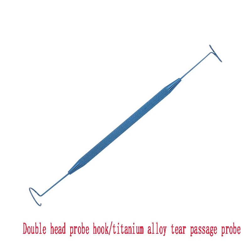 Instrument de microscope ophtalmique à queue de over, crochet de sonde à double tête, alliage de titane, sonde de passage lacrymal