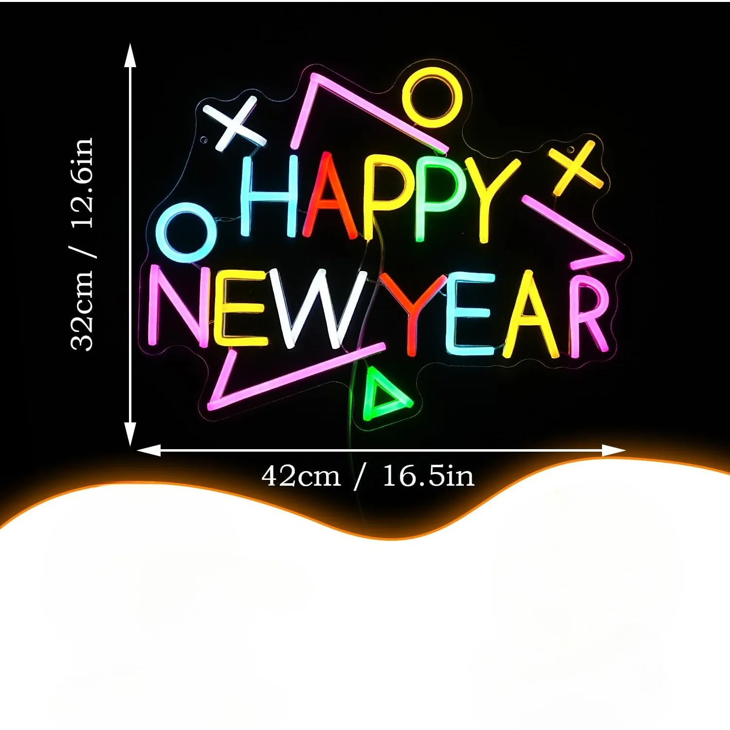 Feliz Ano Novo Neon Sign, LED Light Up, Decoração para o Ano Novo, Comemore a Festa, Casa, Quarto, Decoração de parede do negócio