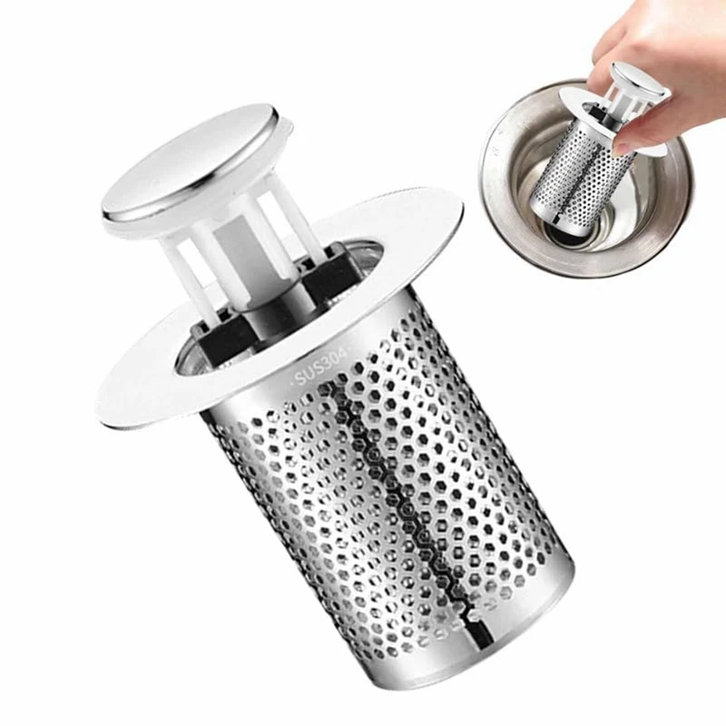 Stainless Steel Floor Drain Filter,-Up Sink Filter,Rustproof Sink Strainer,For Kitchen,Bathtub,Sink Water Pipe Durable