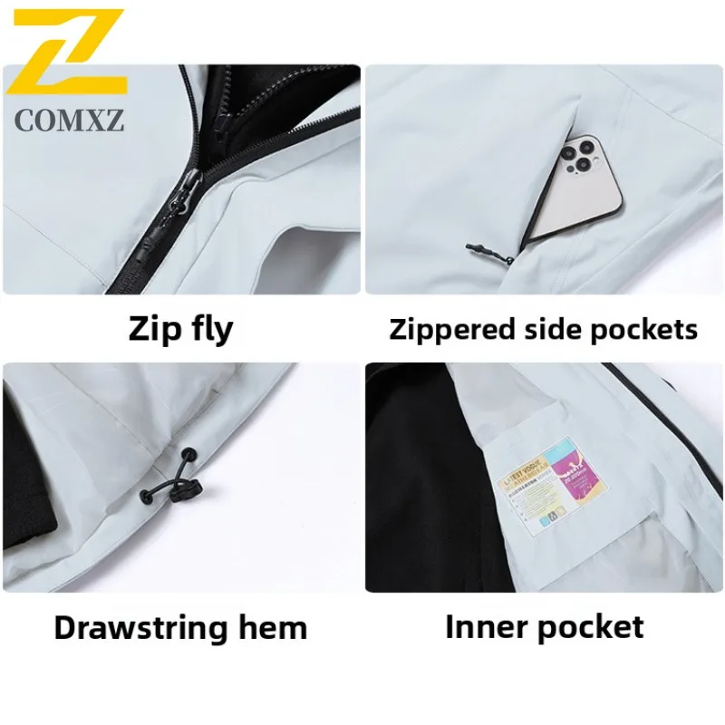 COMXZ الرجال الشتاء سترة جديدة فاخرة متعددة الوظائف في الهواء الطلق السفر ضوء معطف دافئ أنيق مقنعين مريحة الباردة والدليل على سترة واقية #6
