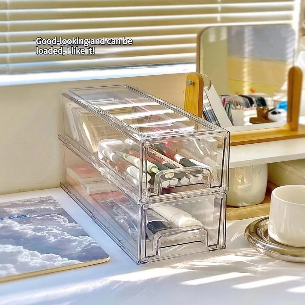 Make Up Organizer Storage Box Light Luxury Transparent Drawer Cosmetic Storage Dustproof Large Capacity Desktop Organization