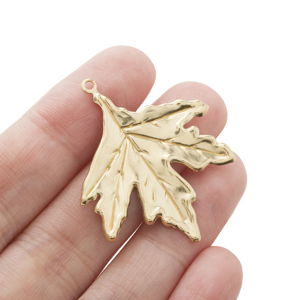 10Pcs Raw Brass Maple Leaf Charm for Jewelry Making Vintage Leaf Pendant Charms Diy Earrings Necklace Findings Supplies