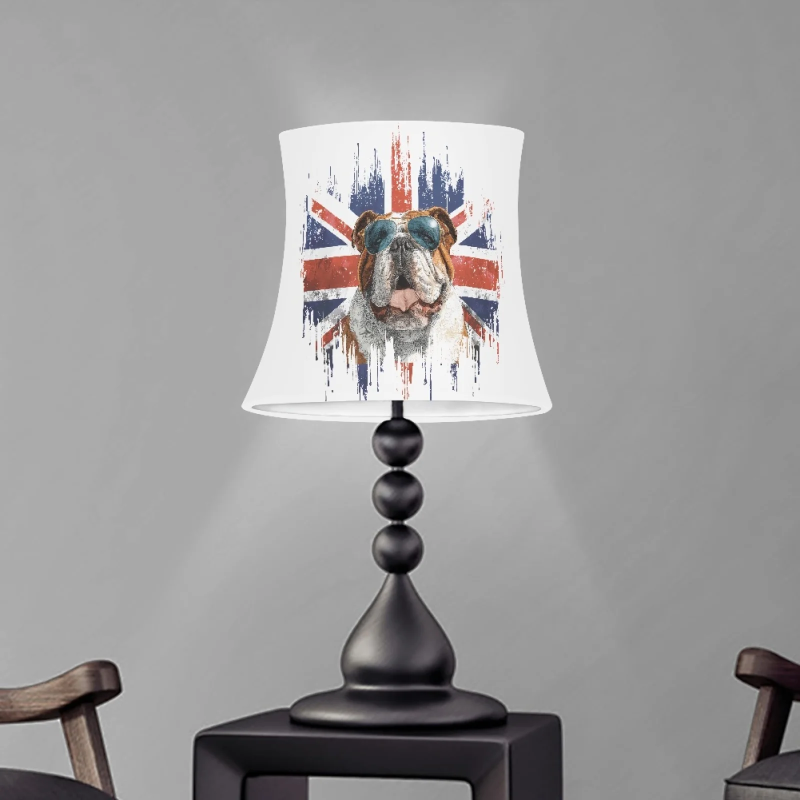 أباجورة لغرفة المعيشة غرفة نوم 2025 الأبيض الكلب العلم طباعة طبل غطاء مصباح ل الجدول غطاء المصباح عاكس الضوء يغطي تمتد القماش