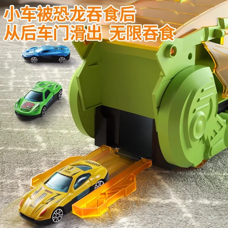 Children's Dinosaur Swallowing Car Toy Set Alloy Car Boy Engineering Car Birthday Gift