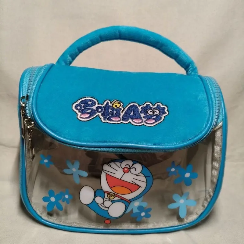 

Doraemon Handbag Transparent Cartoon Portable Coefficient Makeup Bag Travel Waterproof Package Family Medicine Storage Bag