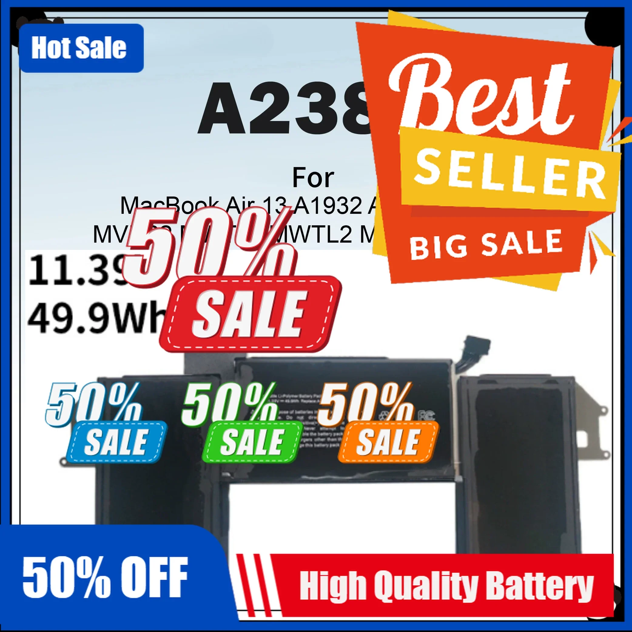 

New A2389 11.39v 49.9Wh Laptop Battery For MacBook Air 13" A1965 A2389 Battery A1932 A2179 A2337 M1 Series