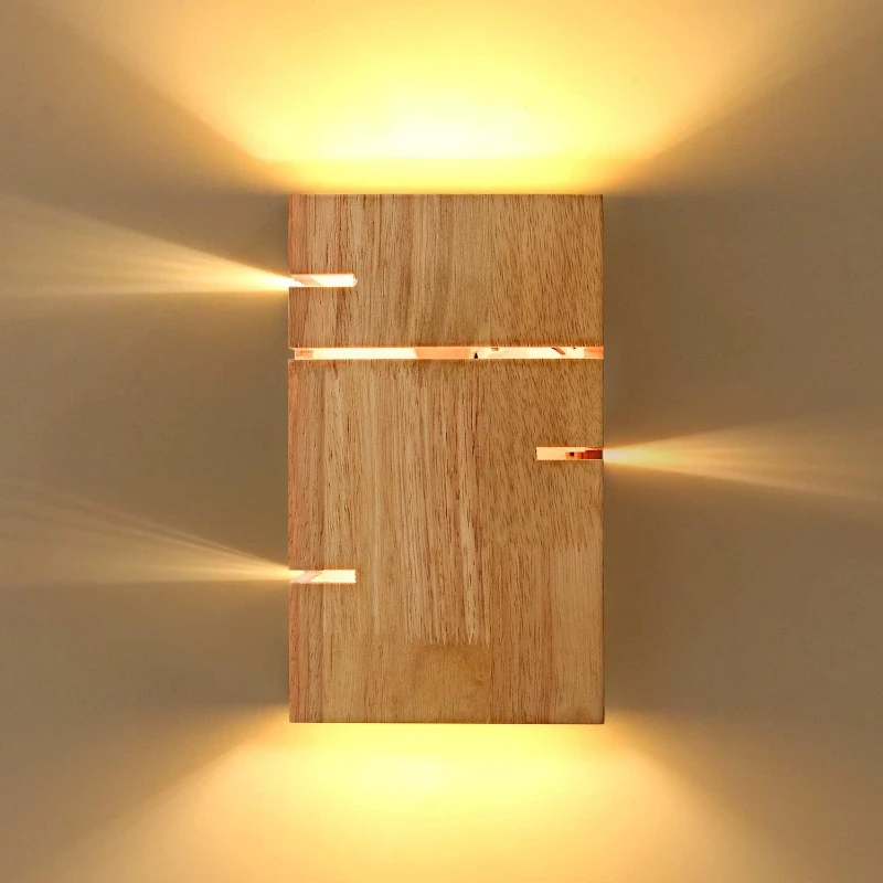 Modern LED Wall Light Study Bedroom Solid Wood Wall Lamp Balcony Staircase Living Room Background Wall Decor Lighting Fixtures