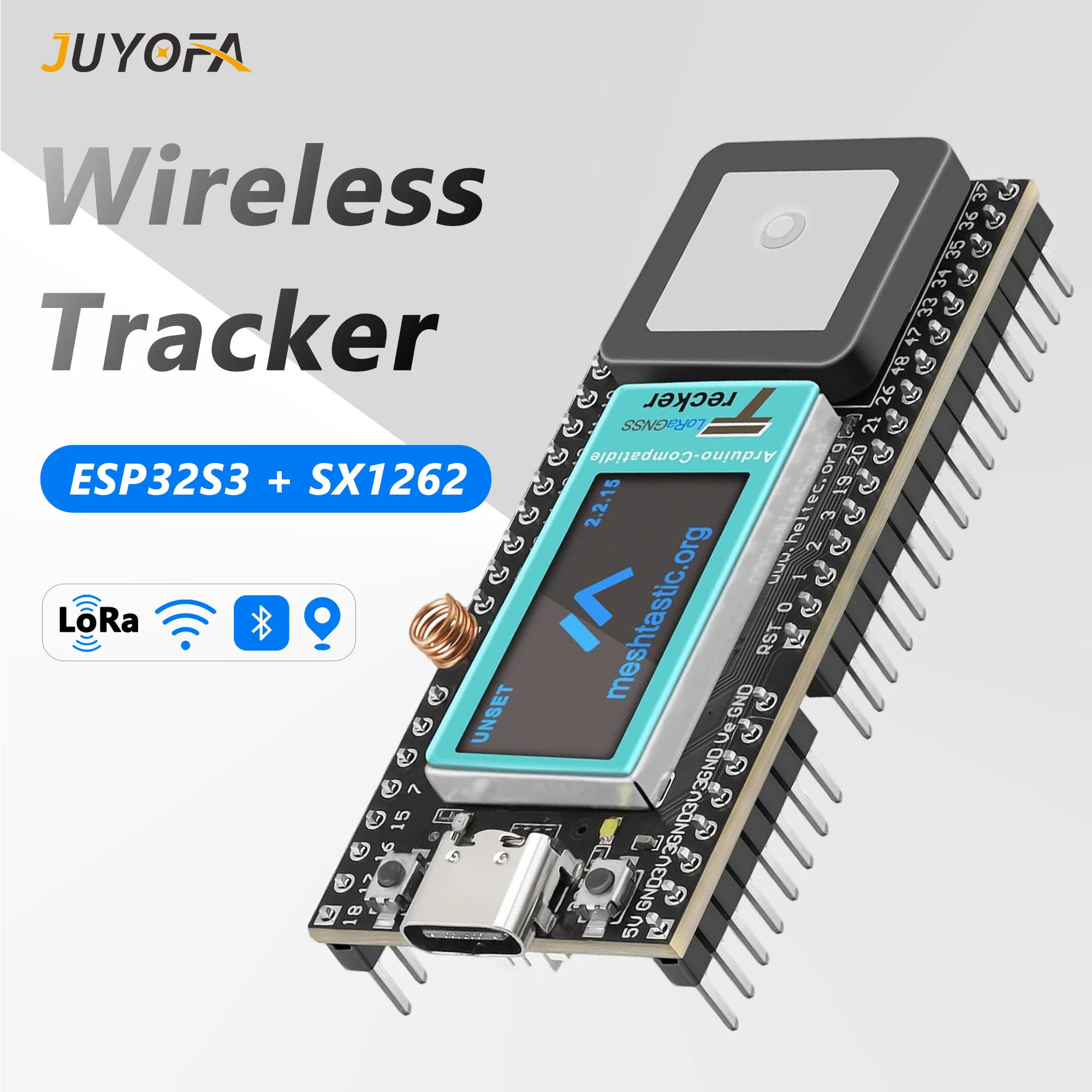 

Беспроводной трекер Meshtastic Heltec ESP32-S3FN8+SX1262+UC6580 GPS с 0,96-дюймовым дисплеем, Wi-Fi и BLE для позиционирования и отслеживания активов