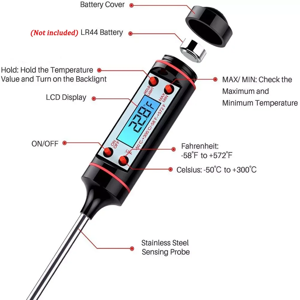 

Meat Thermometer Cooking Food Kitchen BBQ Probe Water Milk Oil Liquid Oven Digital Temperaure Sensor Meter Thermocouple