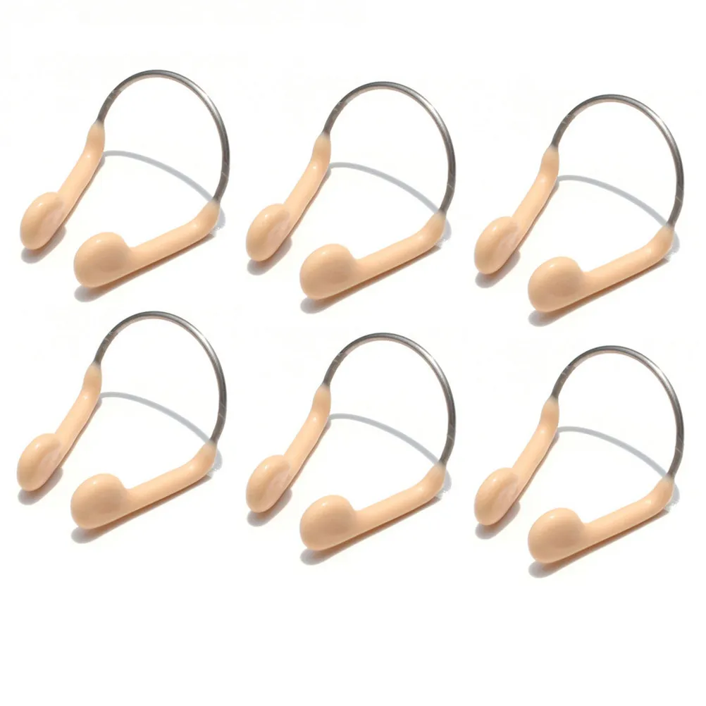 

6Pcs Swim Nose Clip Adult Swimming Gear Steel Wire Metal Frame Silicone Pad Nose Bridge Fit Elastic Strap Prevent Water Entry