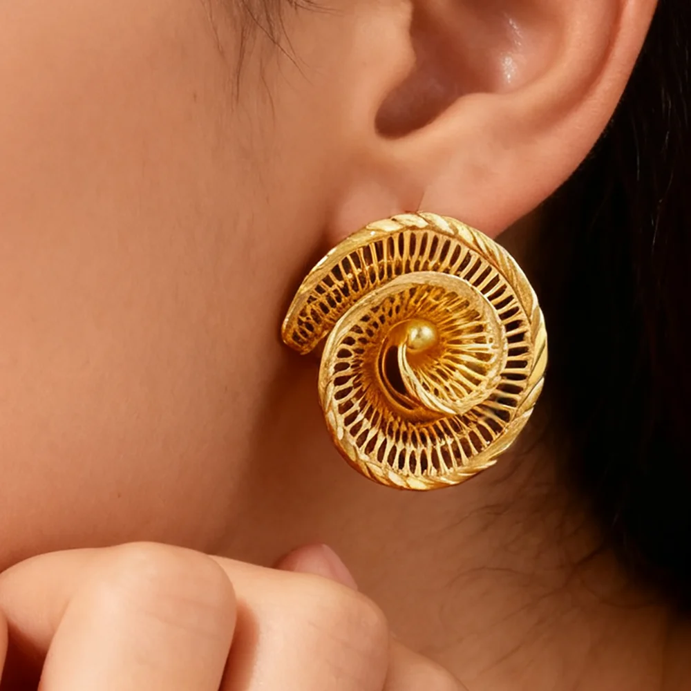 Vergoldetes Edelstahl-Halsketten- und Ohrring-Set für Damen, Modischer Persönlichkeits-Schmuck, Einfache Halsketten und Ohrringe als Geschenk – Detail 10