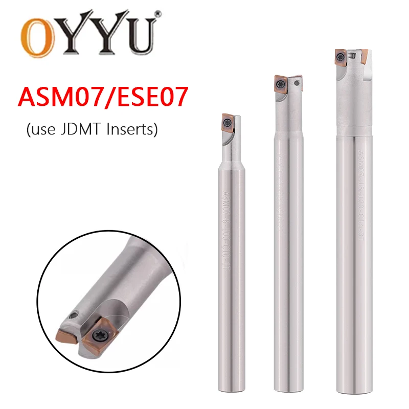 ASM ESE Milling Tool C10 C12 C16 C20 Small Diameter End Mill Holder ASM07-12-120-C12-2T CNC Lathe Cutting JDMT070204 Inserts