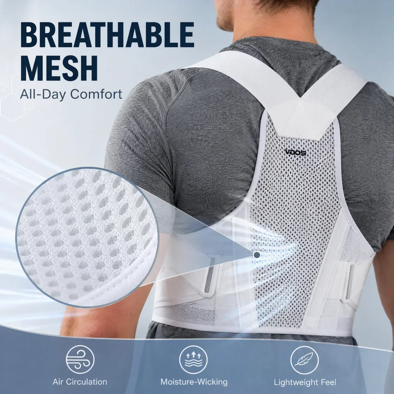 

VBSOI Breathable Posture Corrector for Men Women Adjustable Back Support Belt for Slouching & Shoulder Pain Relief