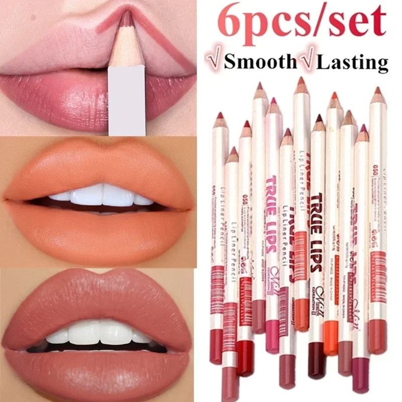 방수 매트 립스틱 펜슬 립 라이너, 메이크업 컨투어 립 틴트, 섹시한 바텀 메이트, 오래 지속되는 모이스처라이저, 6 개