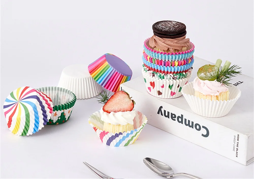 200 Stück Cupcake-Förmchen Antihaft-Backpapier Muffin-Kuchen-Verpackungspapier Geriffelte Muffinförmchen DIY Hochzeit Party Backzubehör – Detail 9