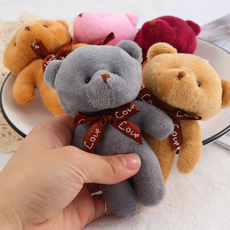 10pcs Mini Cute Cartoon Plush Bear, Birthday Girl Gift Doll for Birthday Wedding Party Favors Supplies DIY Accessory