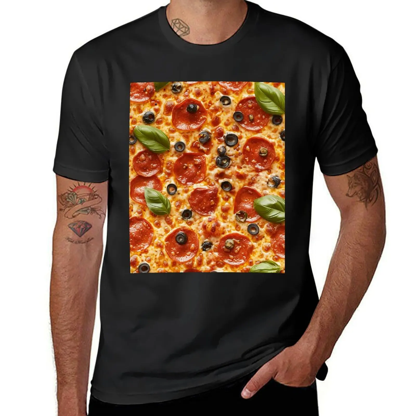 

Seamless Pizza Pattern T-Shirt quick-drying heavyweights mens clothes