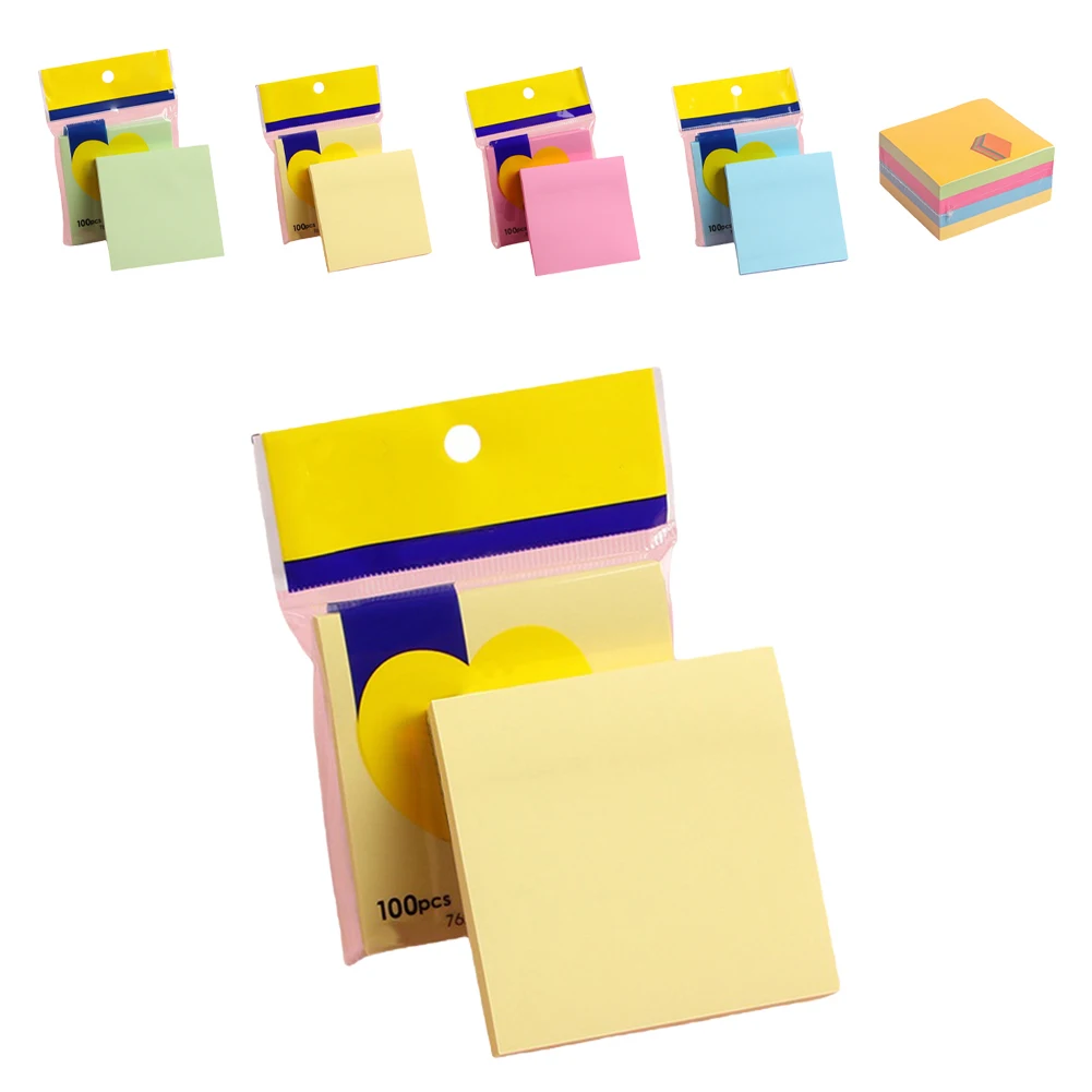 Square Self-Stick Note Pads, 3x3 Inch, Self-Stick Pads Aesthetic, Colorful Super Sticking Power Memo Pads For School, Office