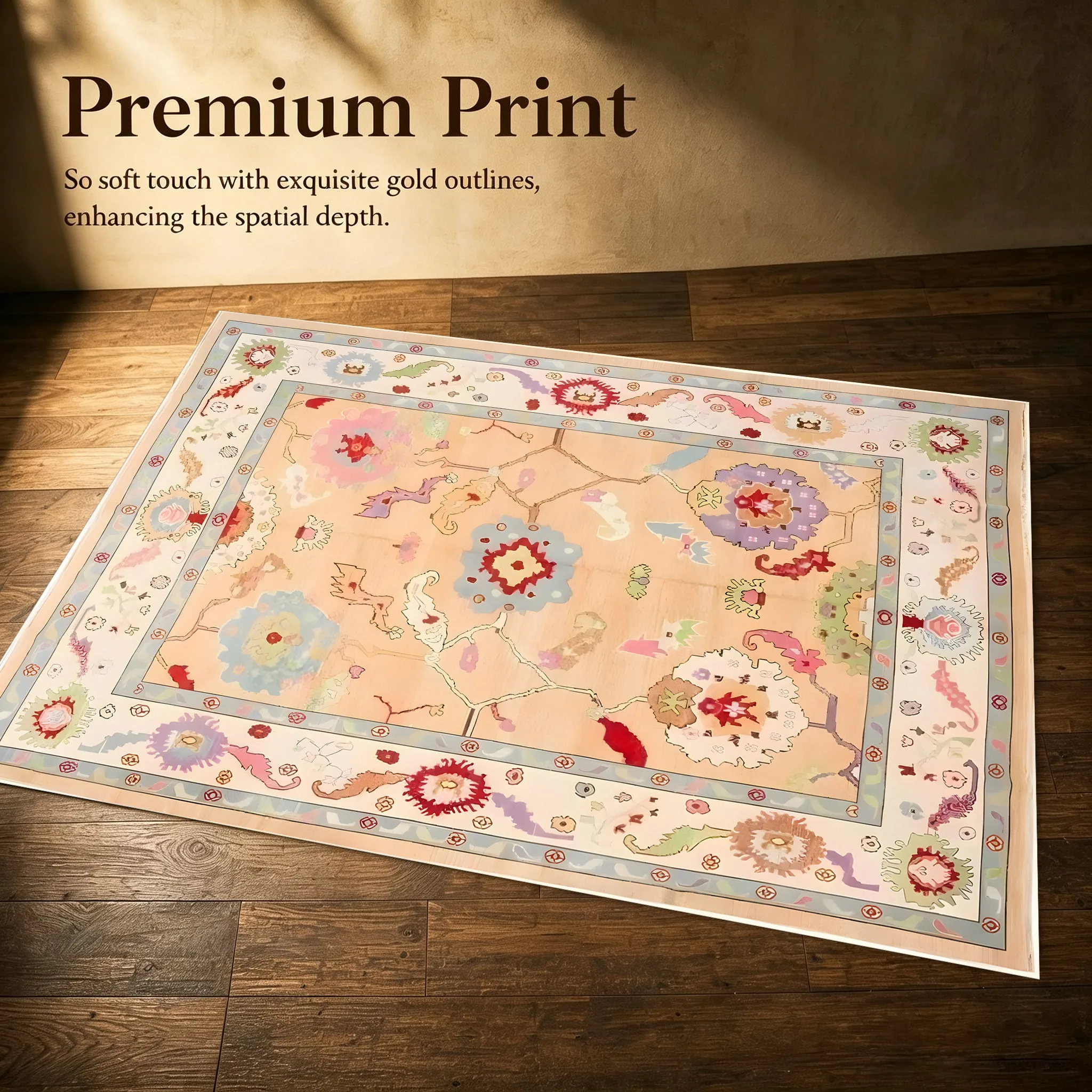 Retro Ethnic Exotic Floral Rug Soft Velvet Area Carpet Living Room Bedroom Coffee Table Decor