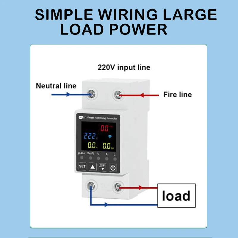 LED TUYA WiFi قطاع دارة ذكي AC63A السيارات إعادة إغلاق التتابع Din السكك الحديدية التبديل استهلاك الكهربائية متر أكثر من الجهد حماية #4