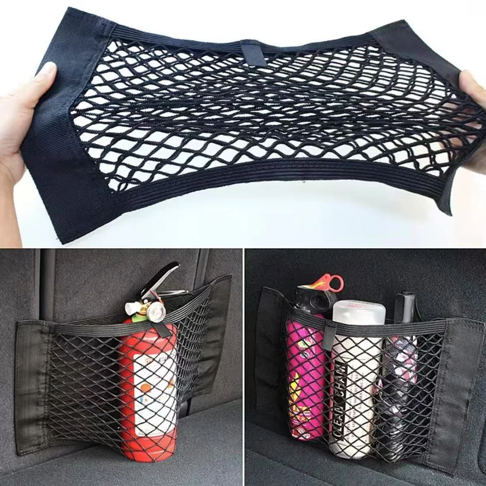 Car Storage Net Stretchable Mesh Pocket Net Magic Elastic Sticker Universal Rear Mesh Trunk Seat Bag Pocket Cage Auto JJ2012YFG