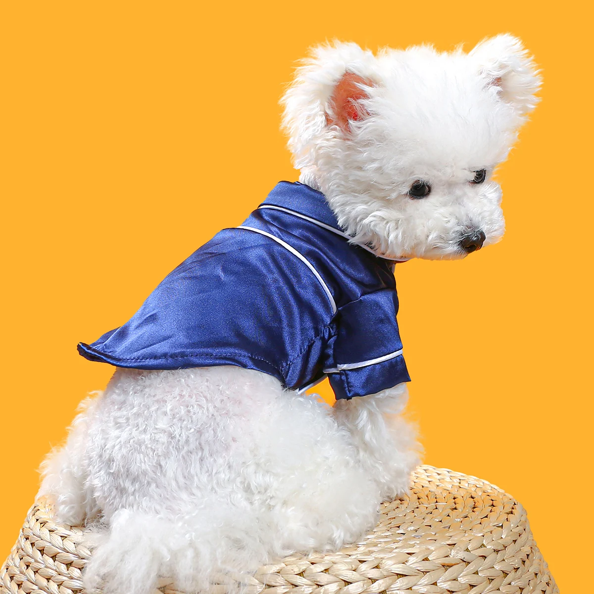 1PC Pet Clothing Cat Spring/Summer French Fragrant Vibrant Pajamas Navy Blue Suitable for Small and Medium Dogs