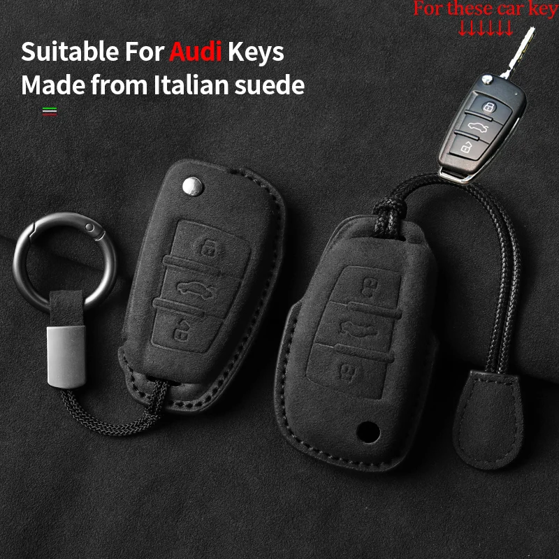 

Car remote key case cover shell For Audi A6 B9A4 8S A5 8W A3 S5 Q2 Q5 Q7 Q3 S4 S7 TT TTS TFSI RS suede car key case protect fob