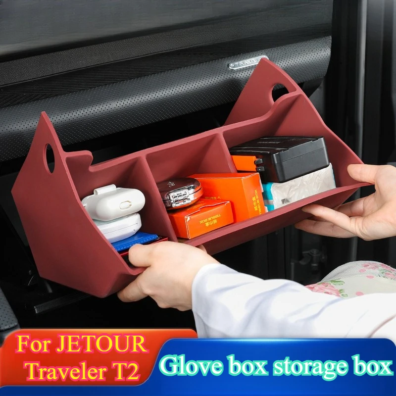

For Jetour TravelerT2 Glove Box Organizer Custom Fit Silicone Storage Tray for Passenger Side 2023 Interior Accessorie Anti Slip