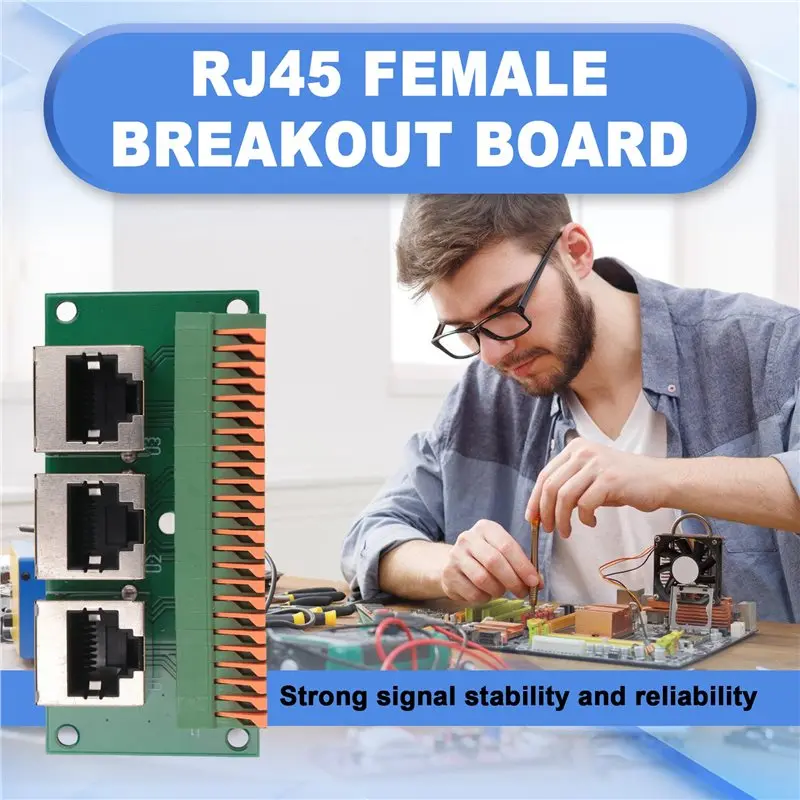 A13E-RJ45 Female Breakout Board,Solderless RJ45 To 8Pin Quick Spring Terminal,Three Ways RJ45 Female Connector With PCB Board