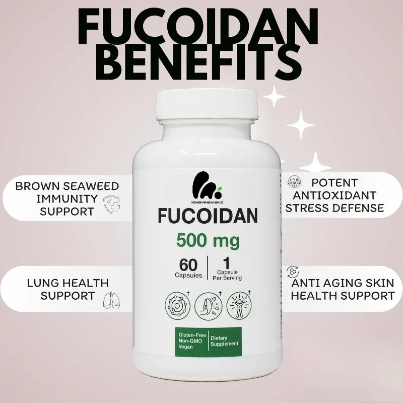 

Fucoidan 500 мг капсулы с иммунной добавкой - 60 дней - экстракт коричневых водорослей - антиоксиданты и поддержка здоровья кожи